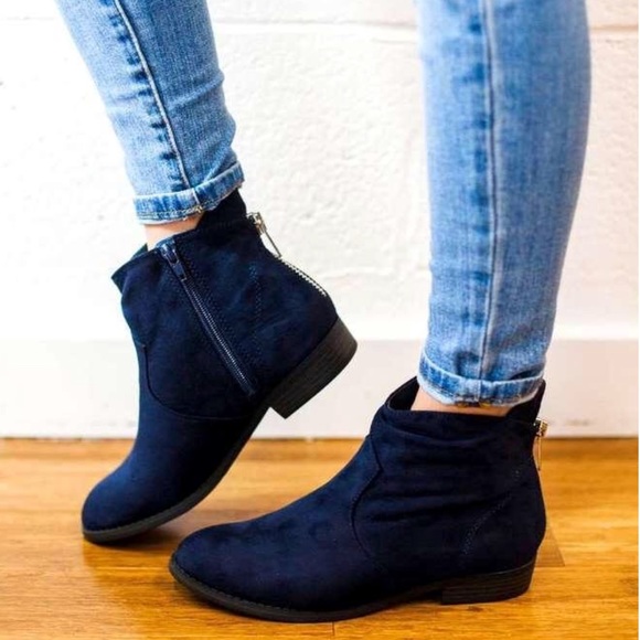 Corset Zip Back Black Chelsea Ankle Booties - Picture 5 of 8